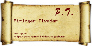 Piringer Tivadar névjegykártya